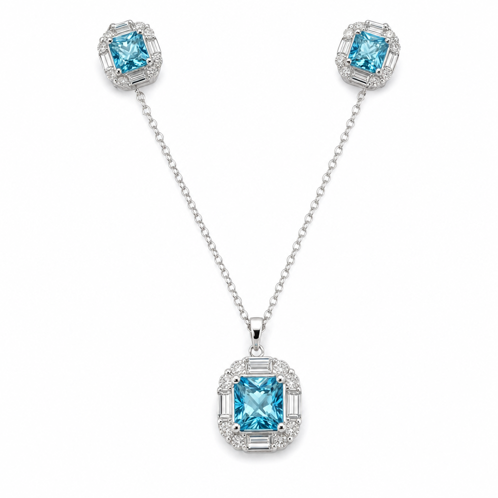 Gold Om White Created Bz Princess Cut Earring — studio