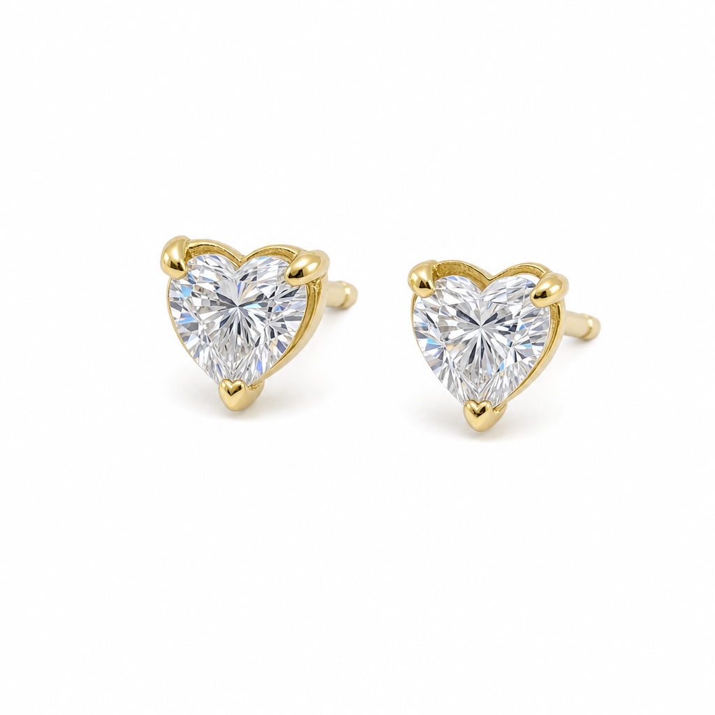 Gold Moissanite 5 Mm 1 Created Round Cut Heart Studs Earring Silver — studio
