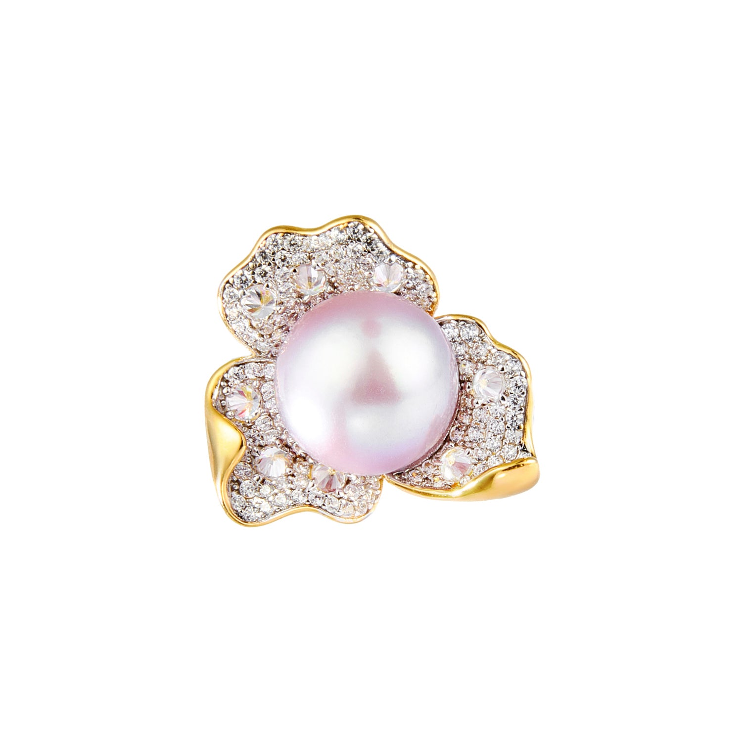 Golden Floral Pearl Ring