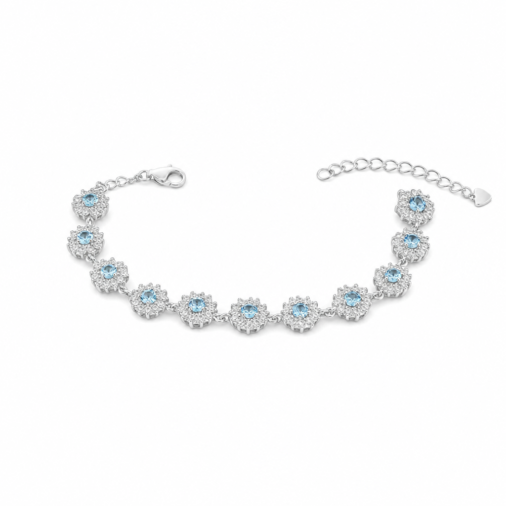 Created Aq White Wz Round Cut Flower Bracelet — studio