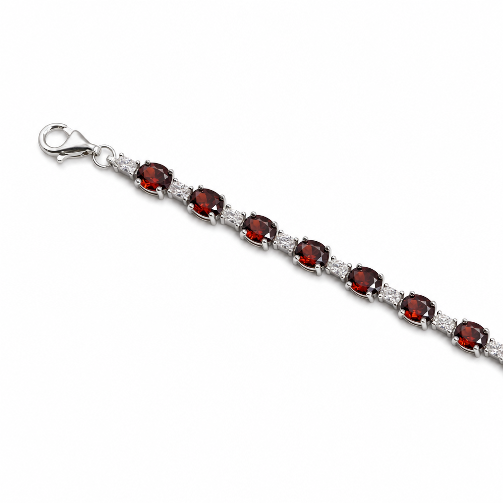 Created Garnet White Wz Oval Cut Bracelet — studio