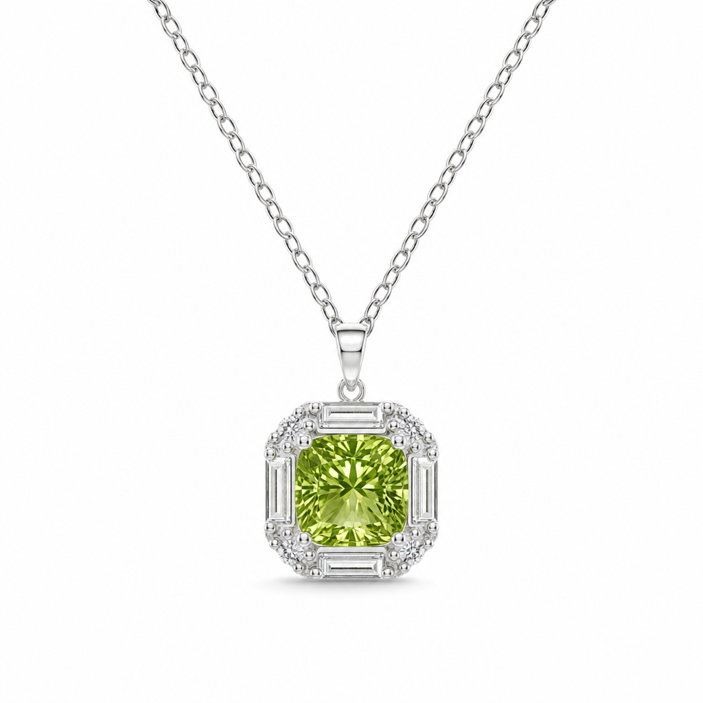 Gold Peridot White Zircon Oval Cut Pendant — studio