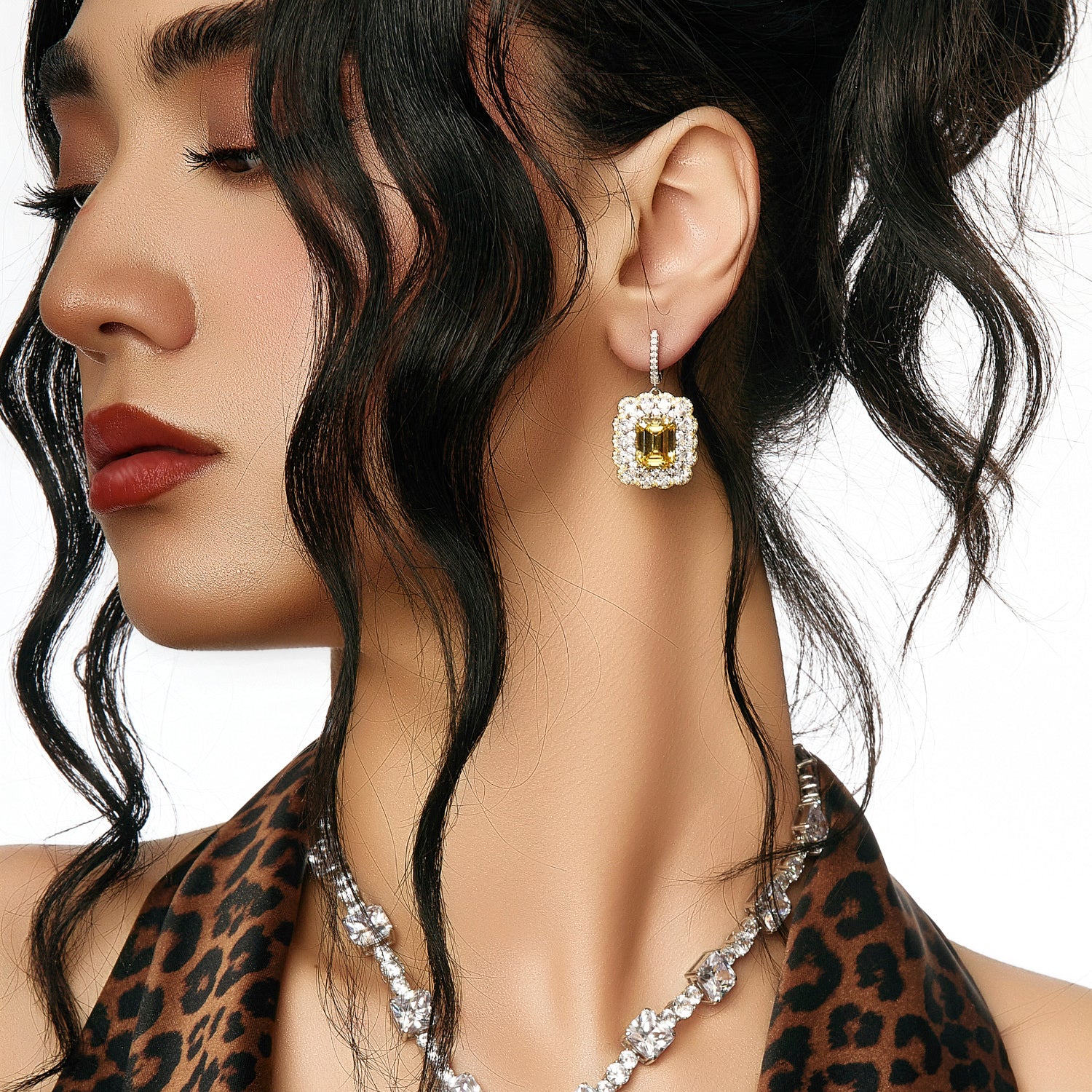 Yellow Topaz Emerald Cut Earrings