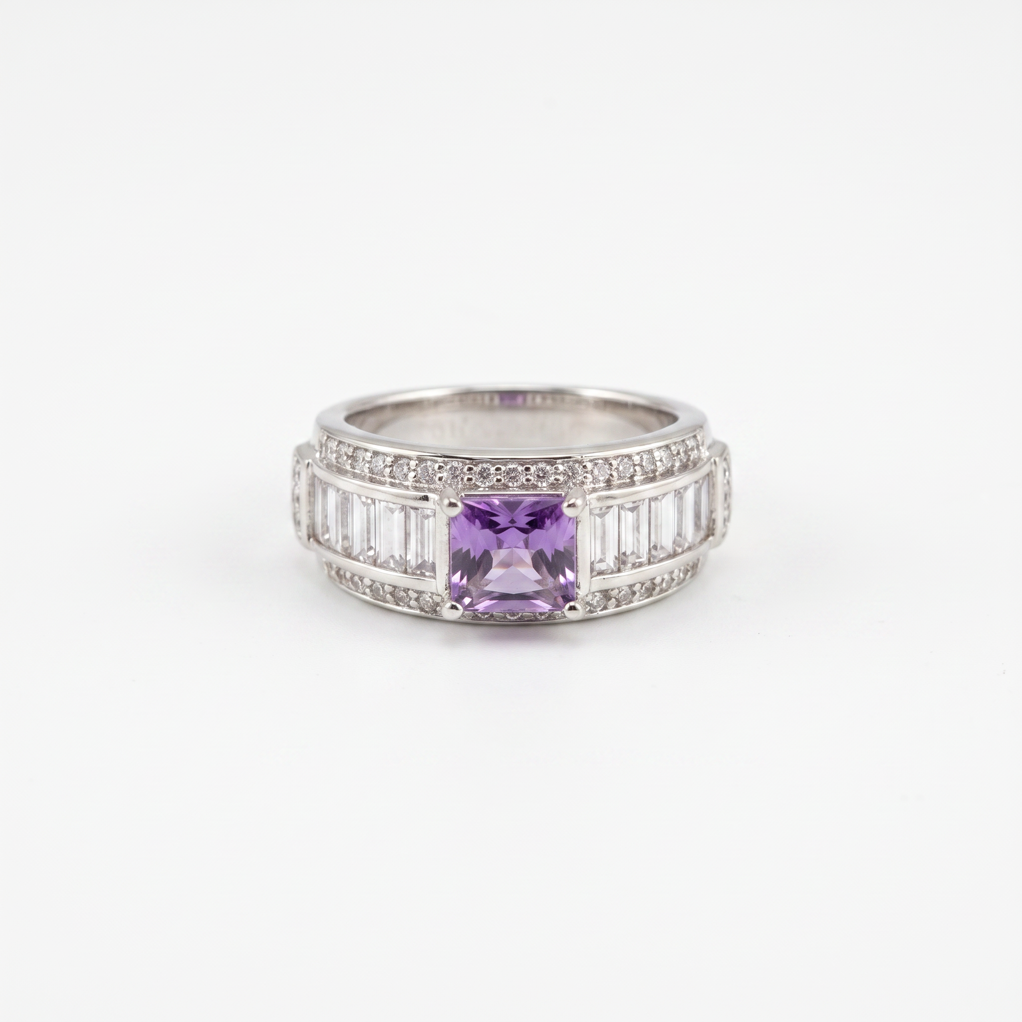 Created Am White Baguette Emerald Cut Ring 6 — studio