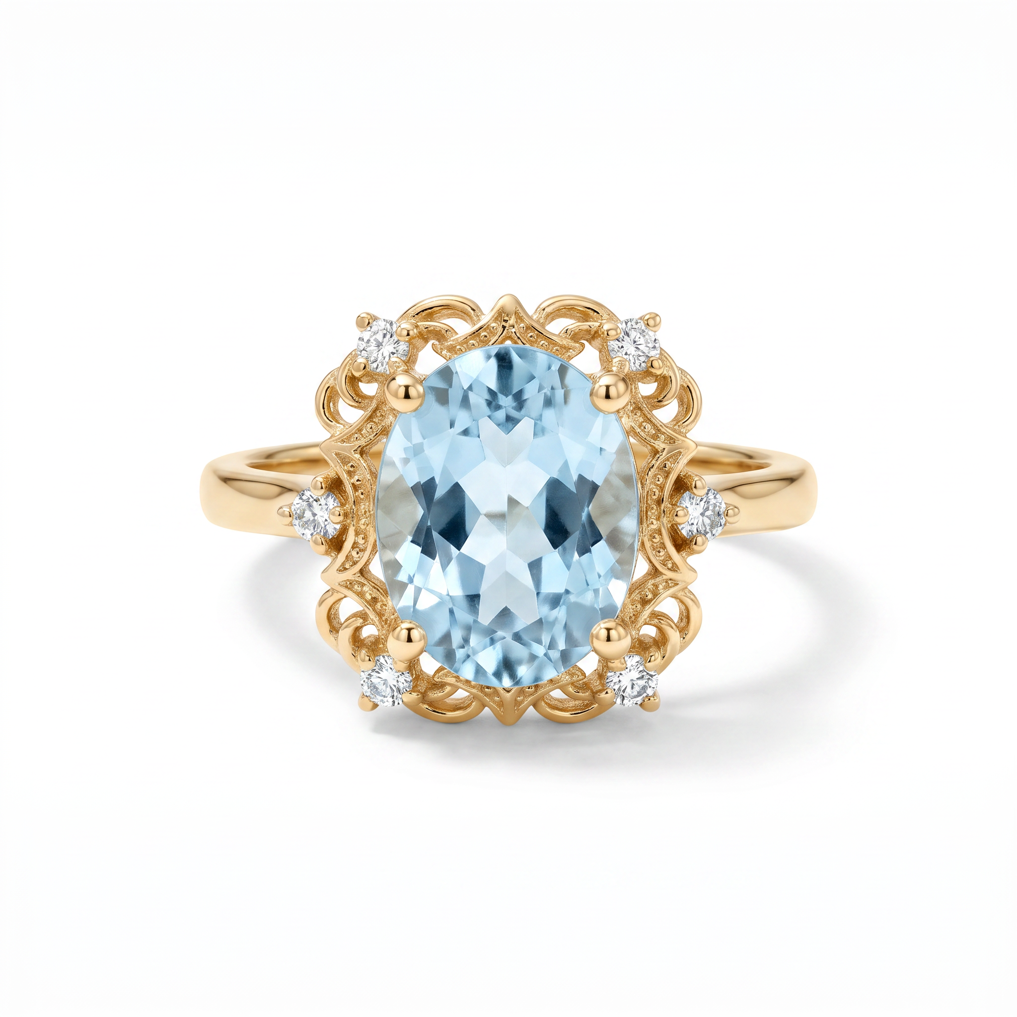 Gold Aq White Wz Oval Cut Ring 6 — studio