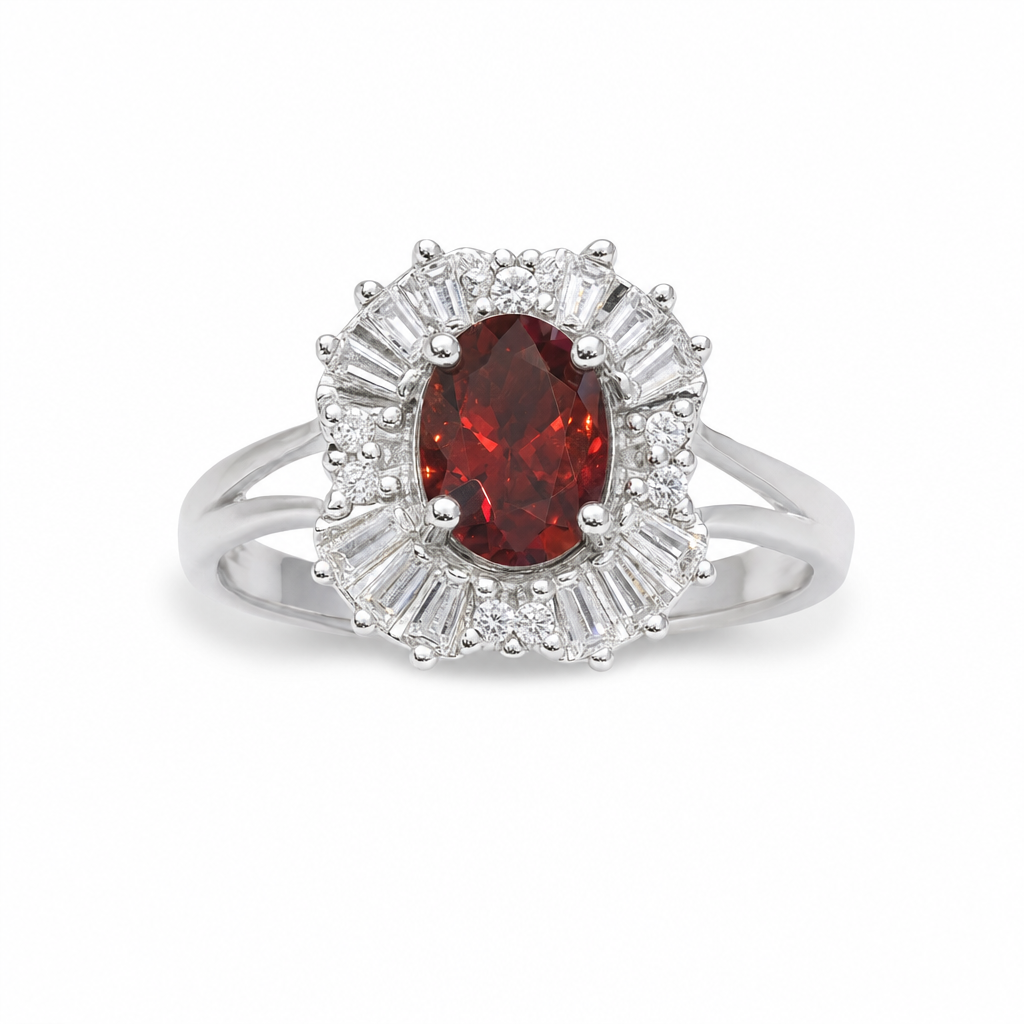 Created Garnet Oval Cut Kids Ring 5 — studio