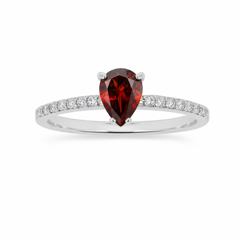 Created Garnet White Wz Pear Cut Ring 7 — studio