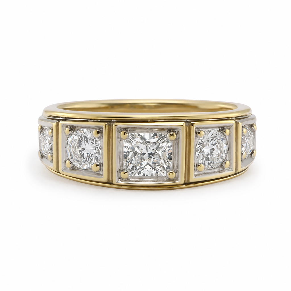 Gold Tu Squer Cut Mans Ring 14 — studio