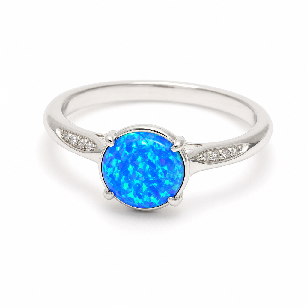 Gold Op White Wz Round Cut Ring 7 — studio