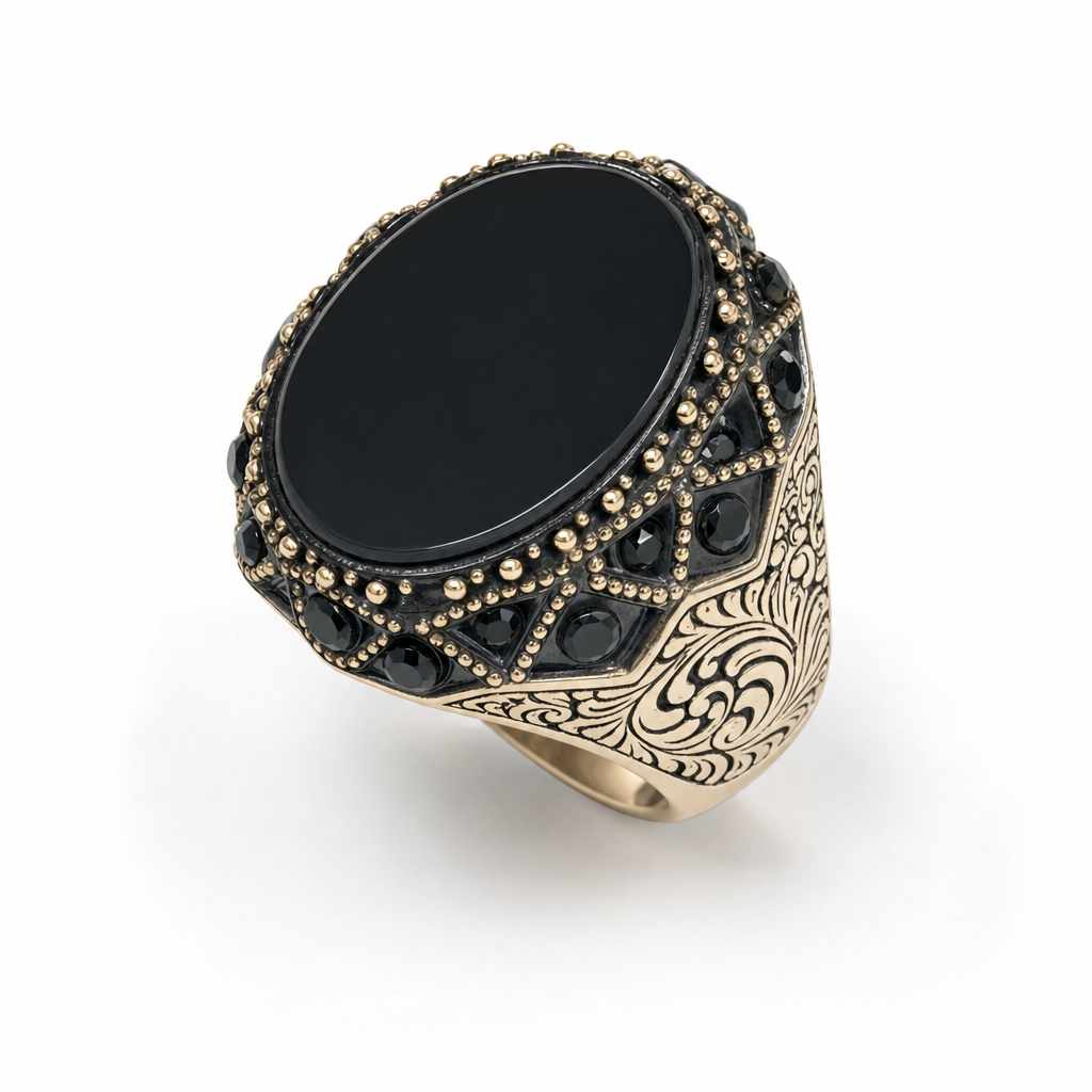 Gold Ag White On Oval Cut Mans Ring 11 — studio