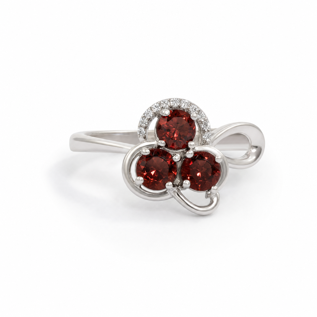 Created Garnet White Wz Princess Cut Ring 8 — studio