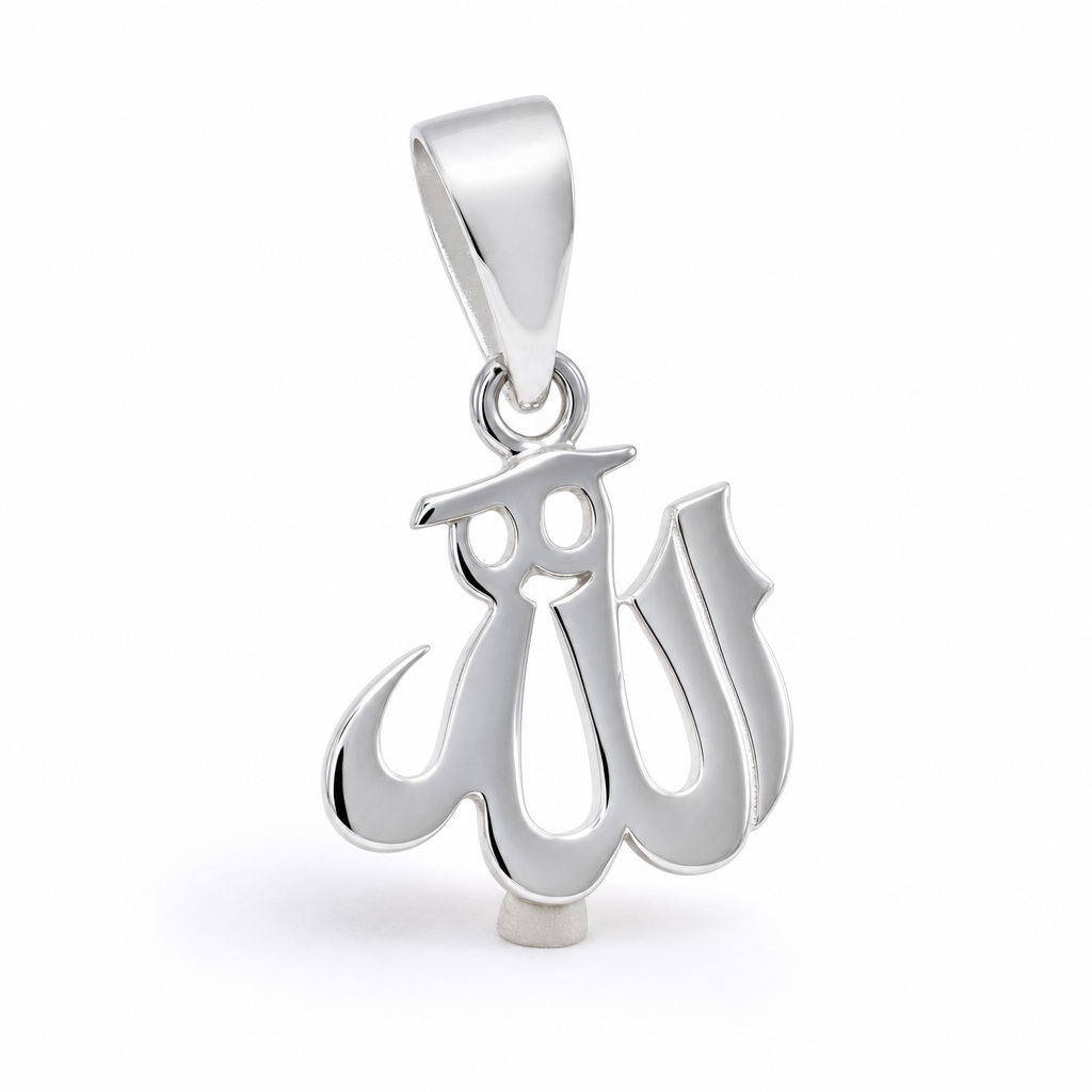 Silver Allah Pendant — studio