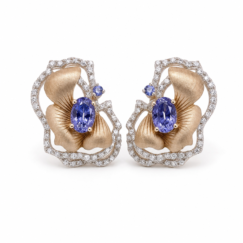 Gold Bz White Wz Oval Cut Earring — studio