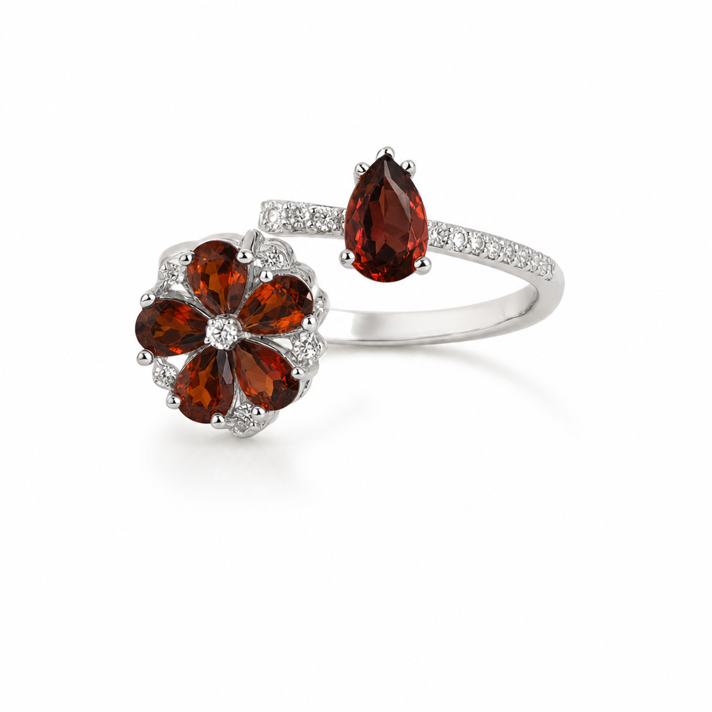Created Garnet White Wz Pear Cut Ring 9 — studio