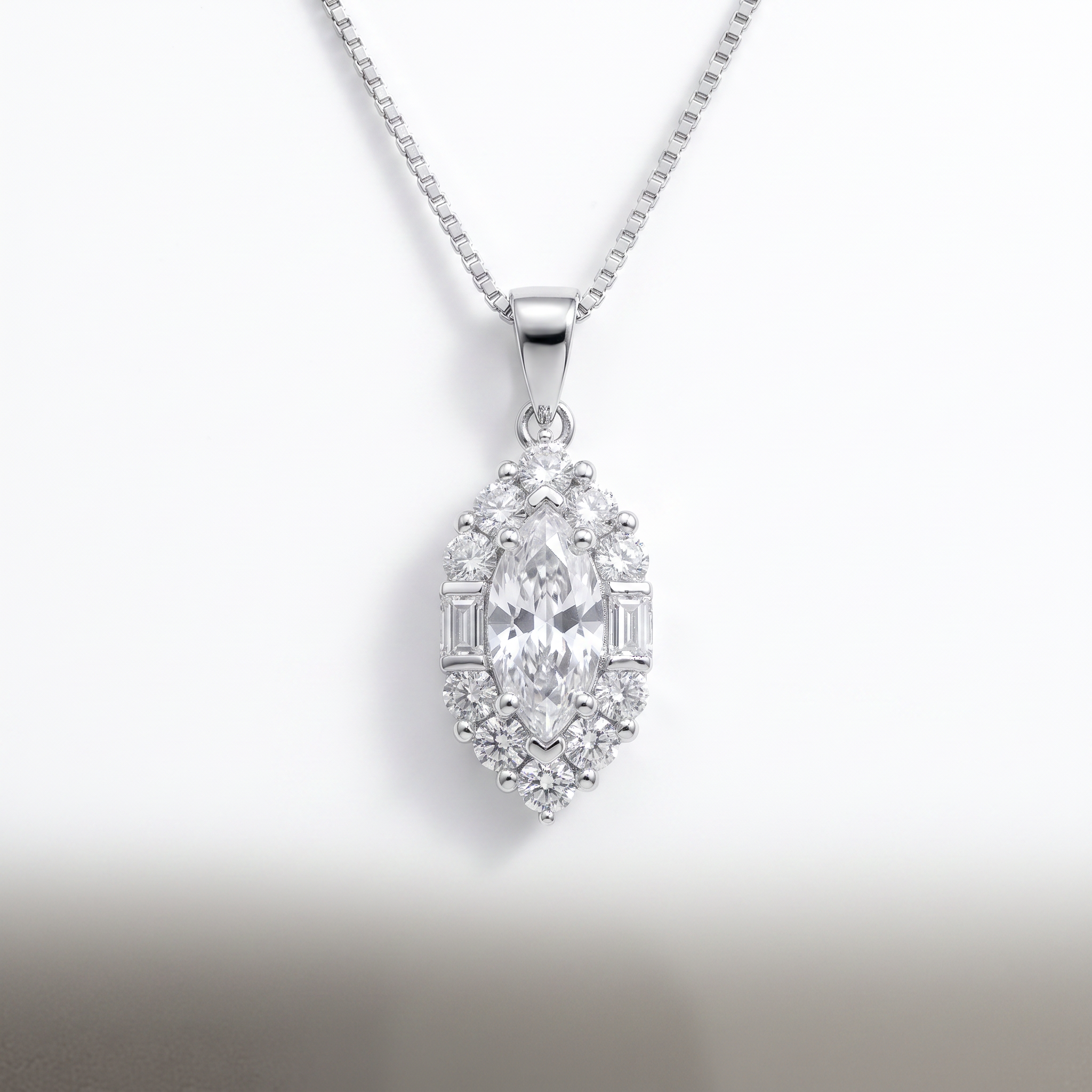 Gold Wz White Baguette Marquise Cut Pendant — studio