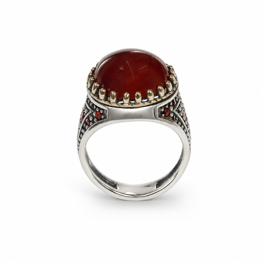 Gold Ag White Garnet Ractangle Cut Ring 8 — studio