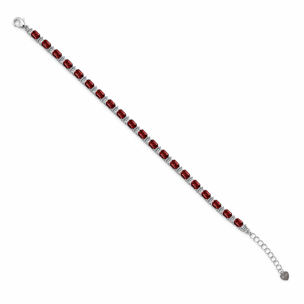 Created Garnet White Wz Emerald Cut Bracelet — studio