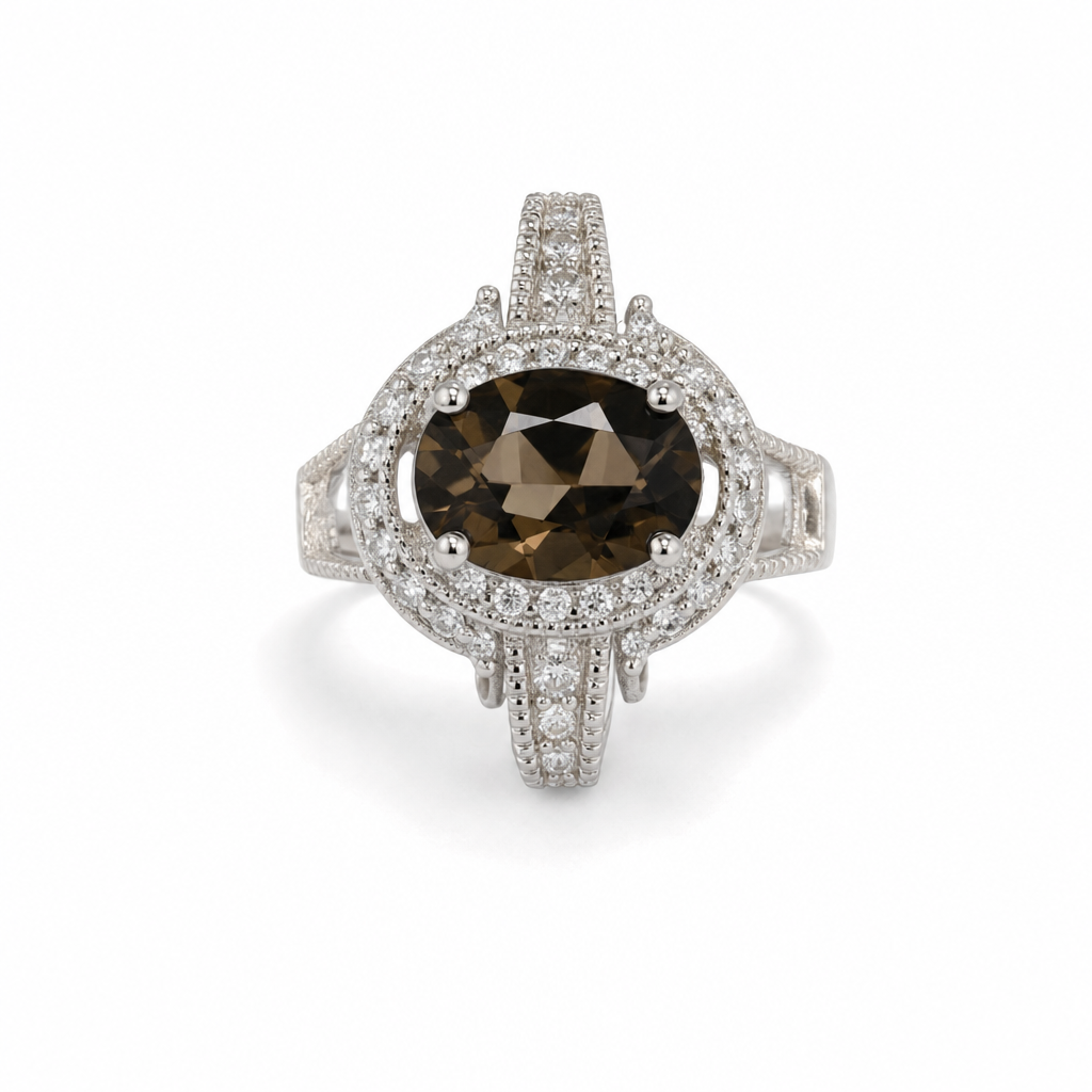 Gold Stone White Wz Oval Cut Ring 7 — studio