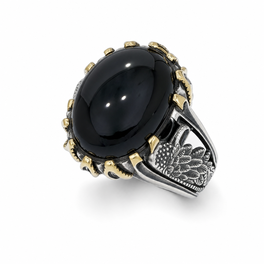 Gold Agate Oval Cut Mans Ring 11 — studio