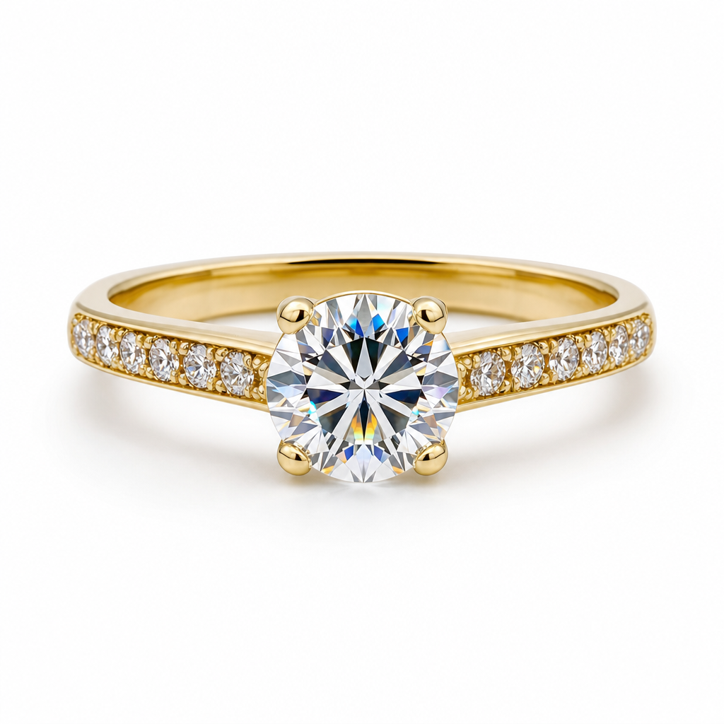 Gold Moissanite 1ct Round Cut Ring 11 — studio