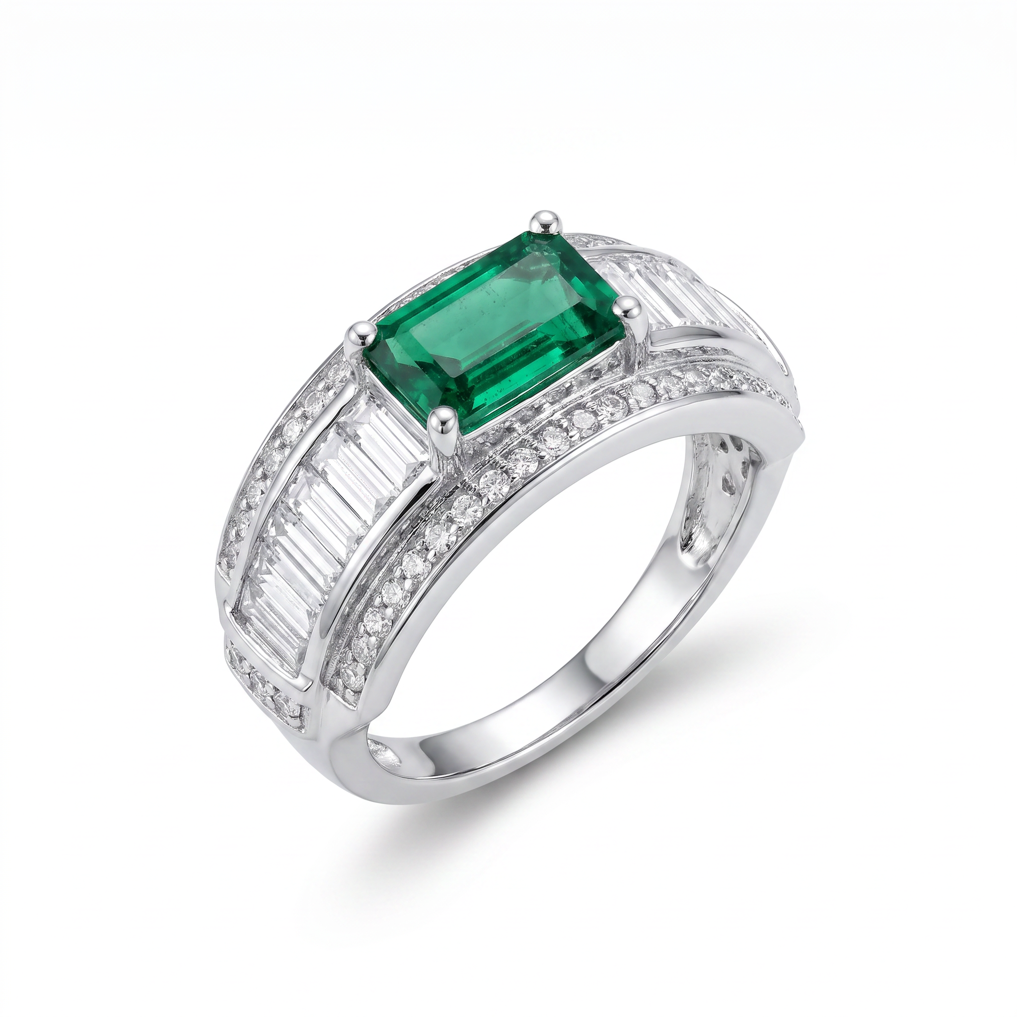 Created Em White Baguette Emerald Cut Ring 6 — studio