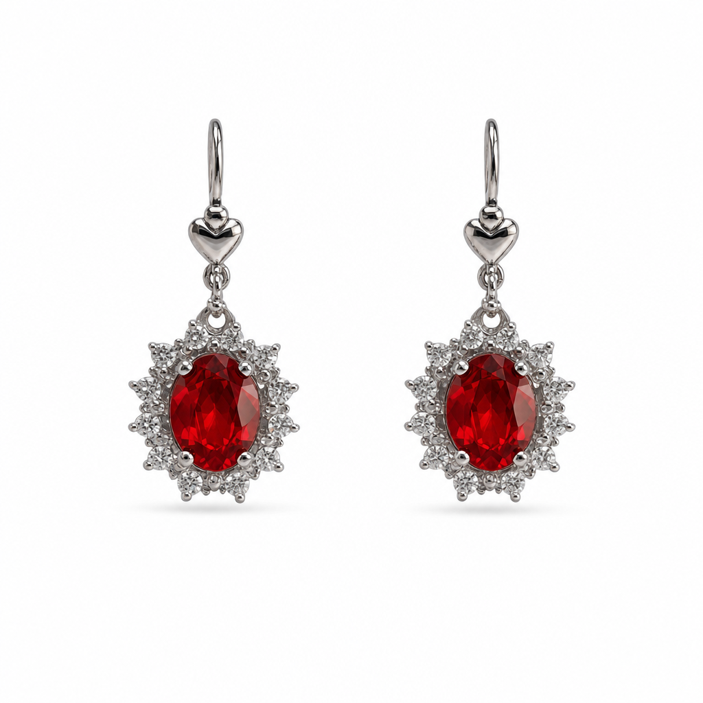 Gold Ruby White Zircon Pear Cut Earring — studio