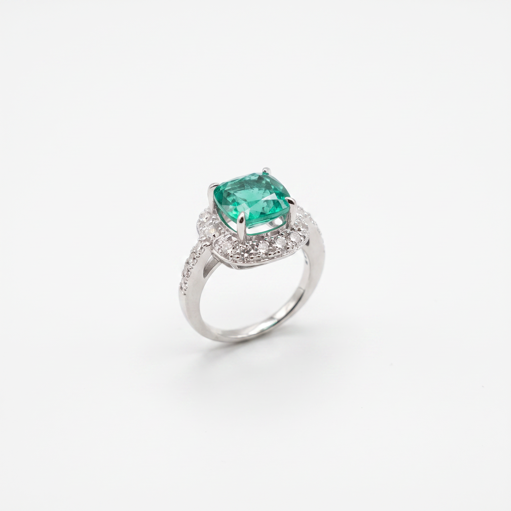 Gold Moissanite White Created Em Cushion Cut Ring 7 — studio