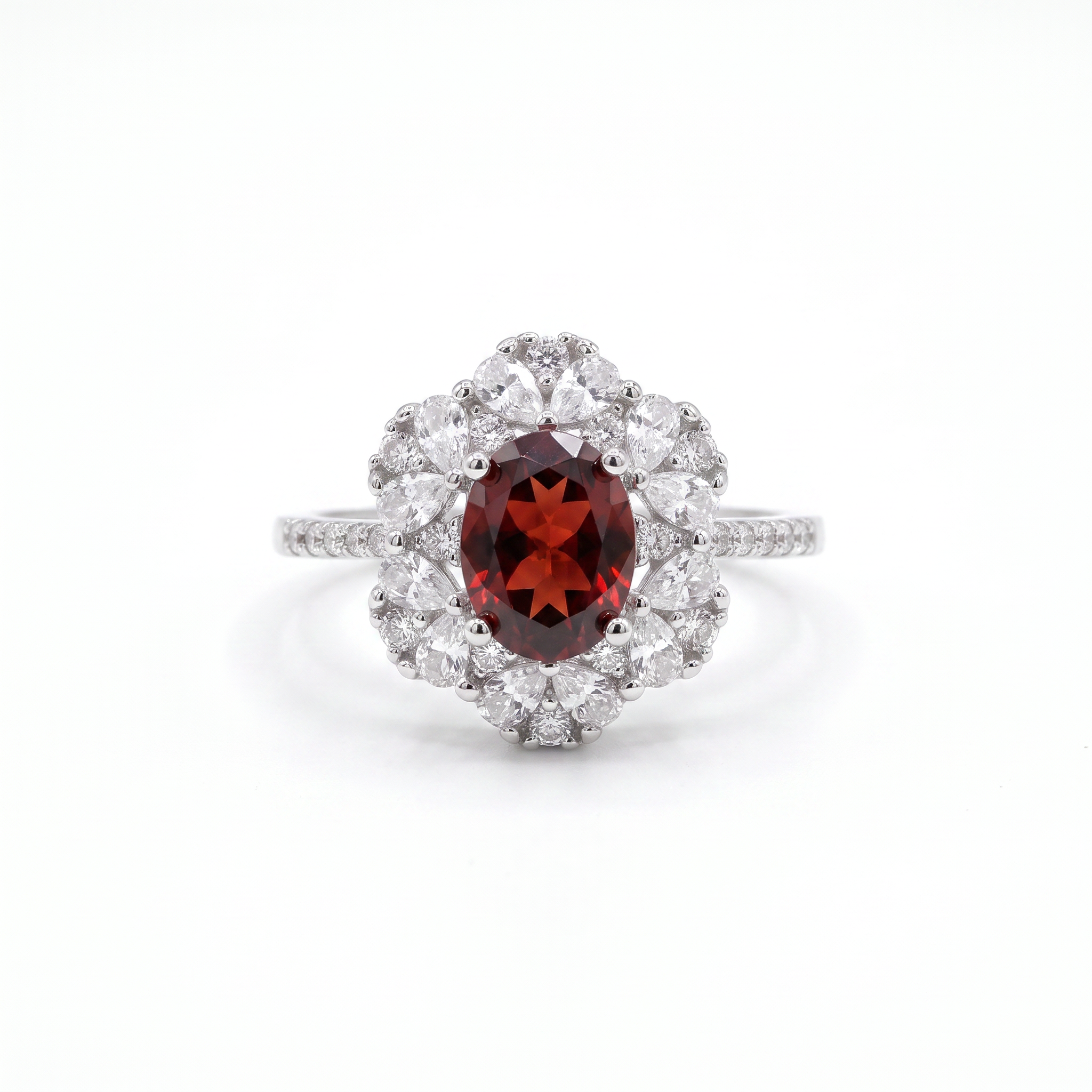 Created Garnet White Wz Oval Cut Ring 8 — studio