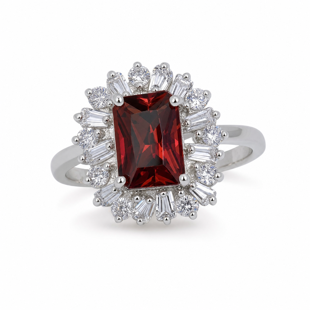 Created Garnet White Wz Flower Ring 7 — studio