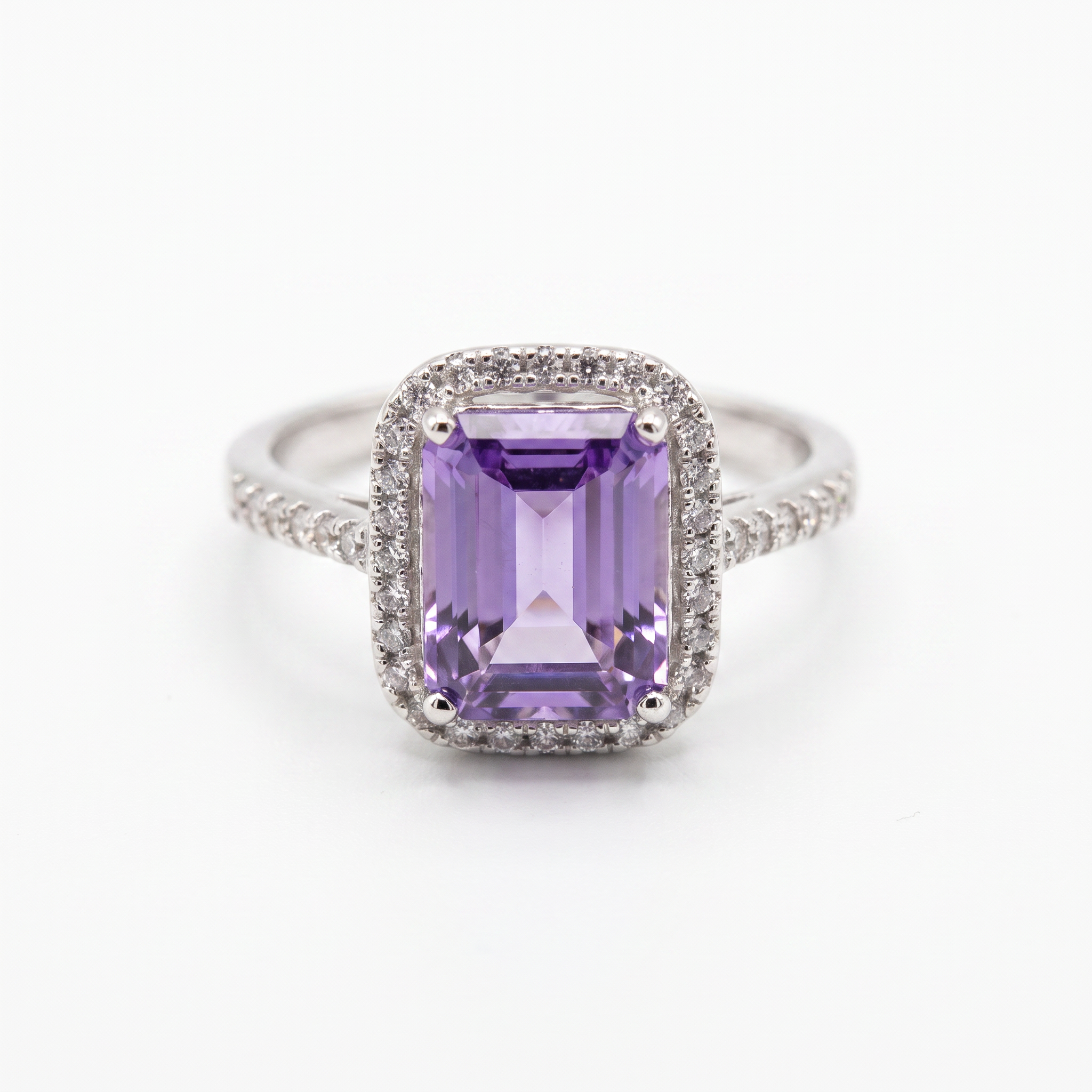 Created Am White Wz Emerald Cut Ring 8 — studio