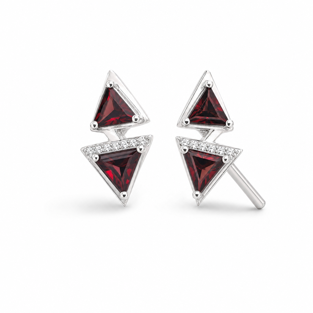 Created Garnet White Baguette Emerald Cut Earring — studio