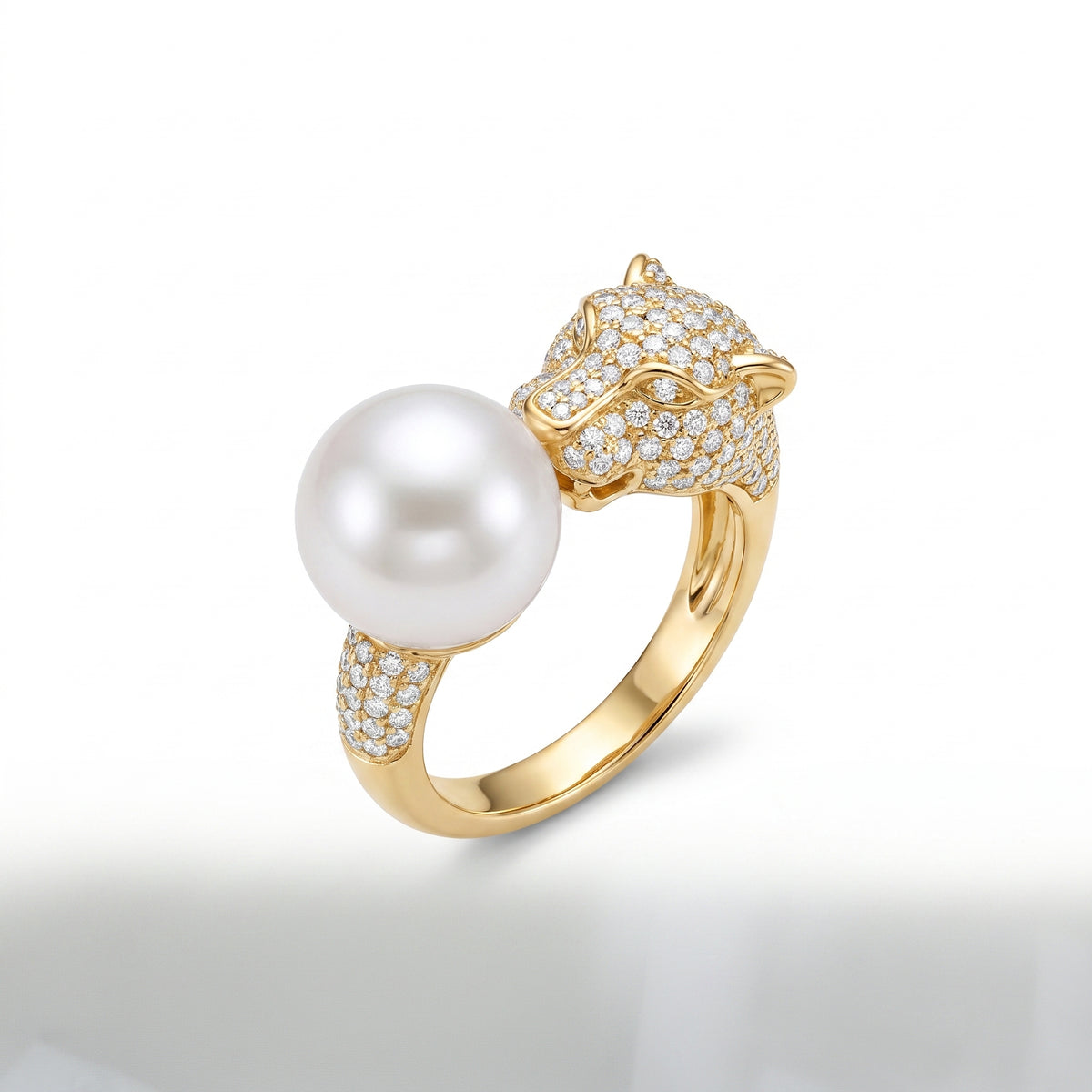 Gold Pearl White Zircon Ring 8 — studio