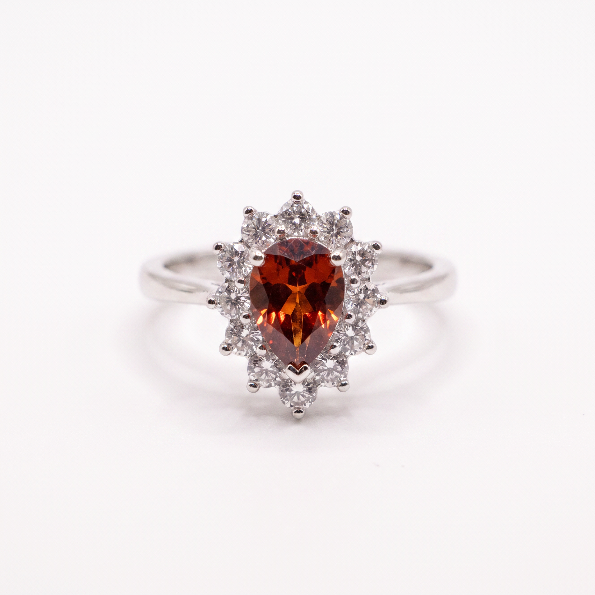 Created Garnet White Wz Pear Cut Ring 7 — studio