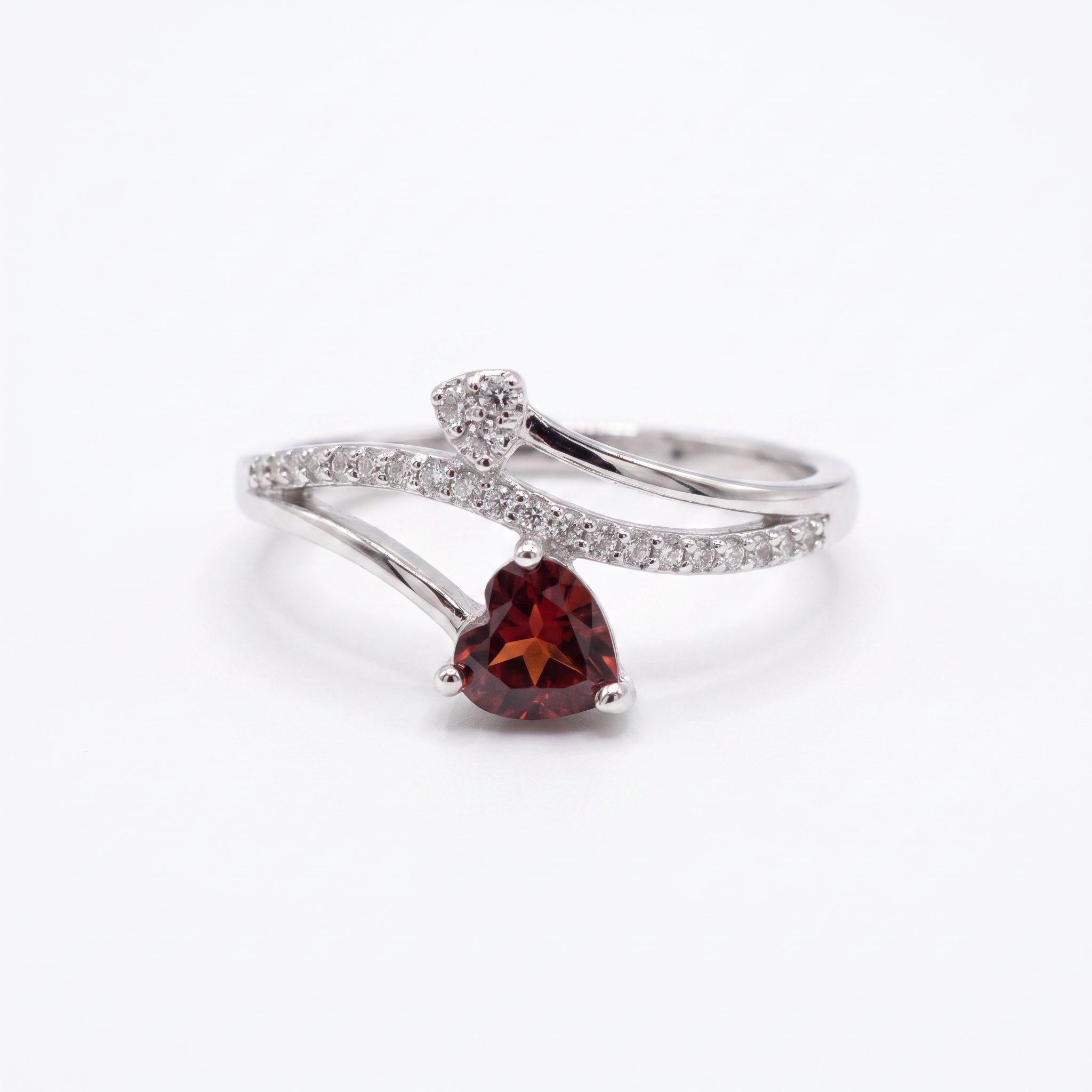 Created Garnet White Wz Heart Cut Ring 9 — studio