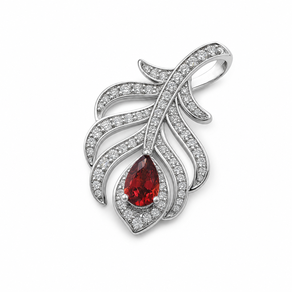 Gold Garnet White Wz Pear Cut Pendant — studio