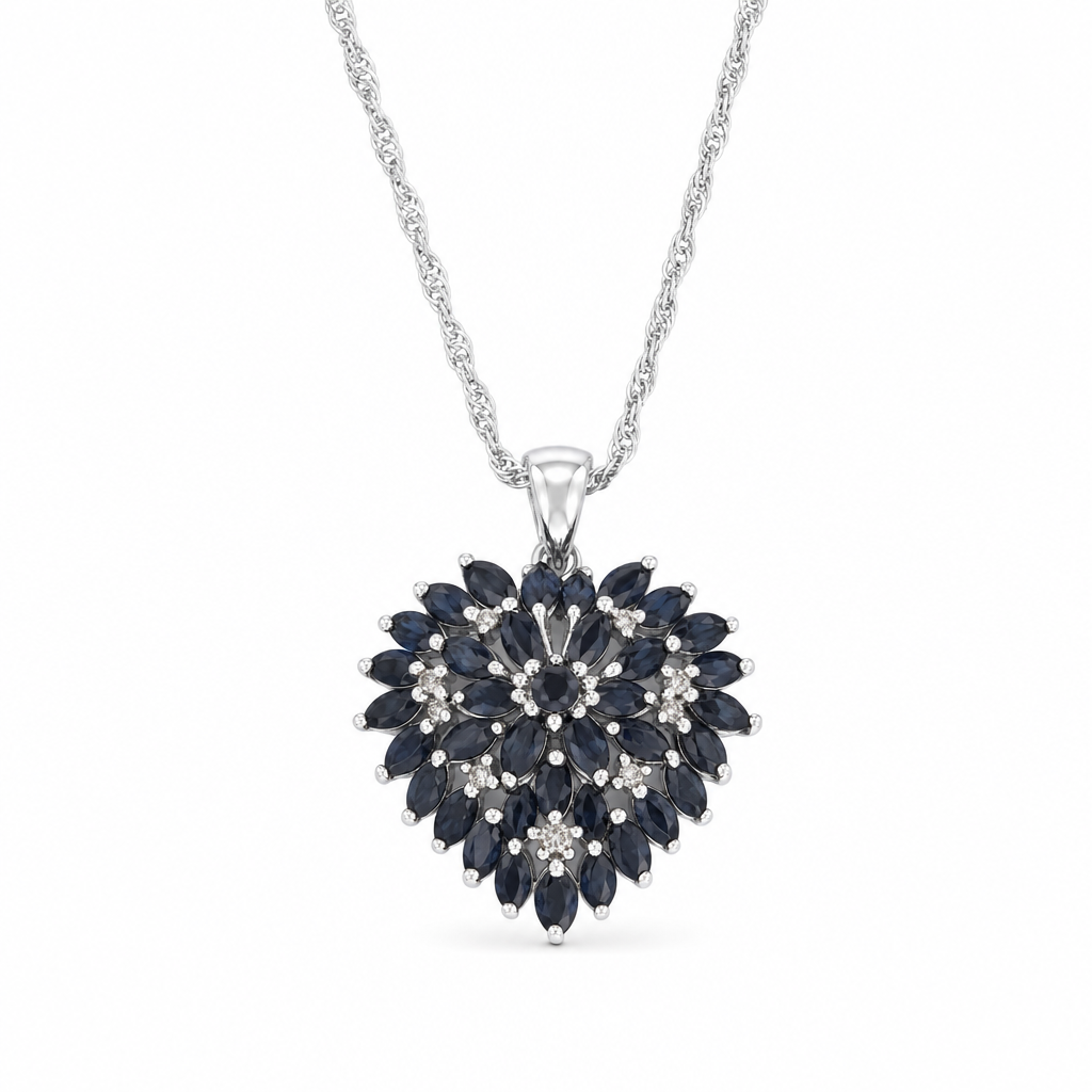 Created Sapphire White Baguette Princess Cut Necklace — studio