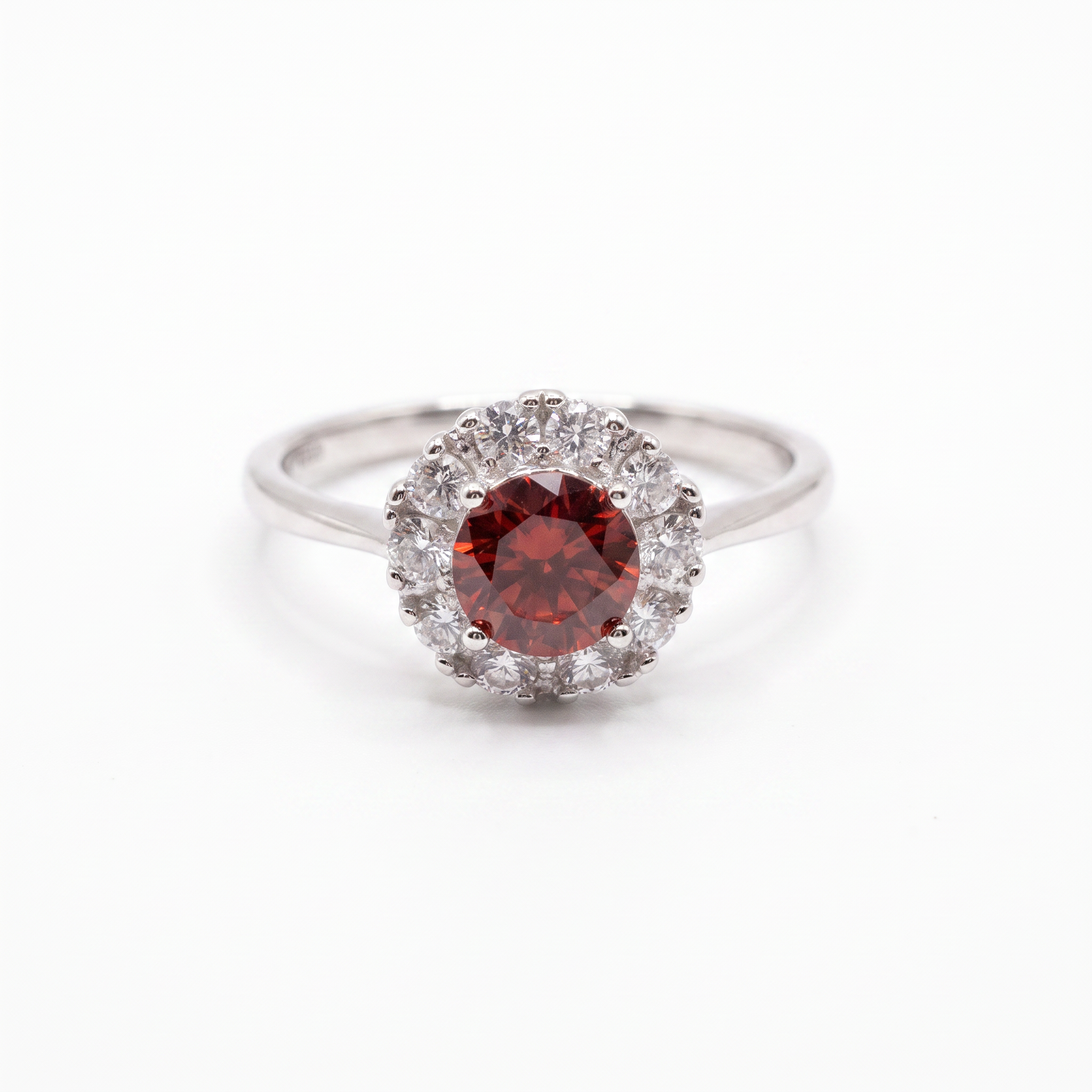 Created Garnet White Wz Round Cut Ring 8 — studio