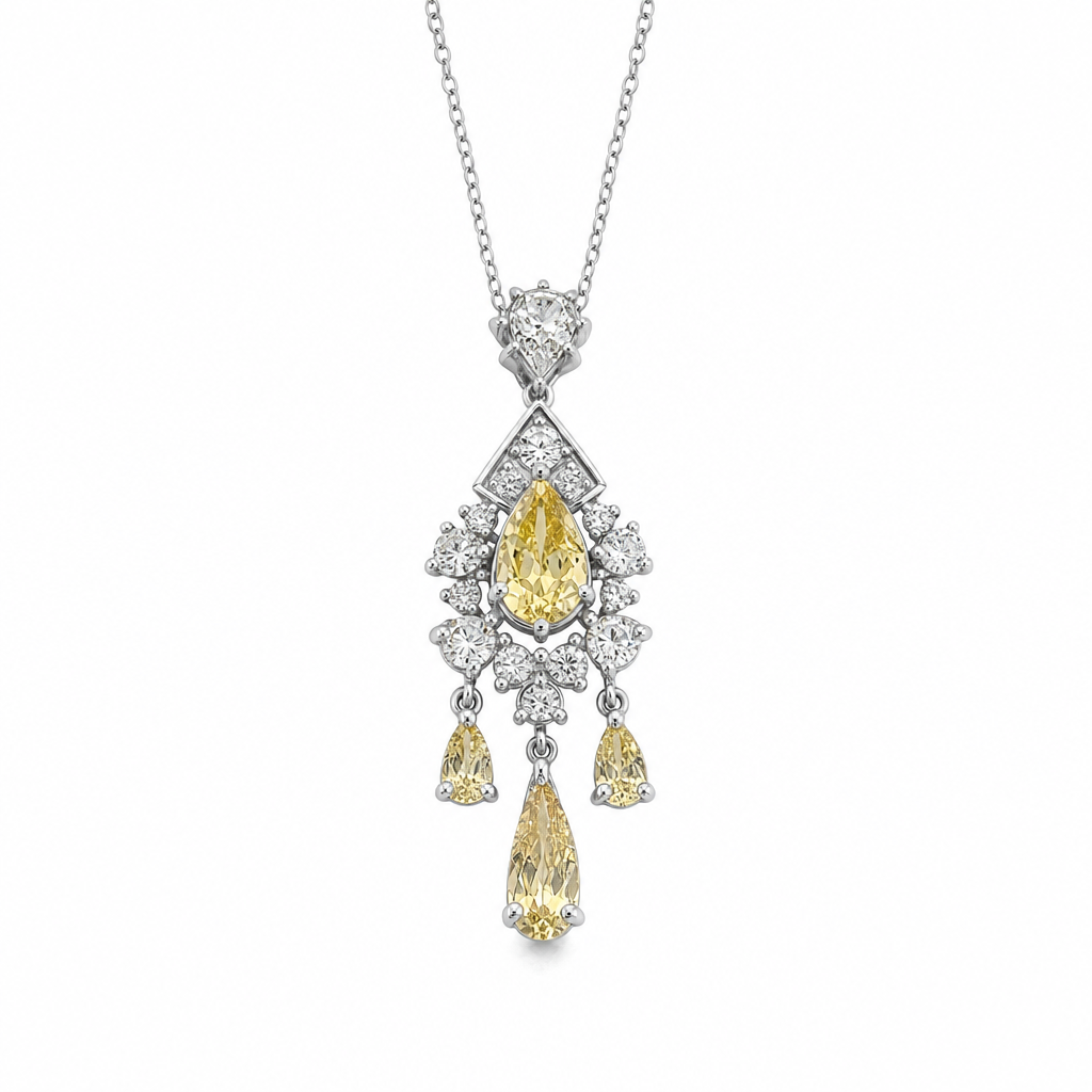 Created Citrine White Zircon Pear Cut Necklace — studio