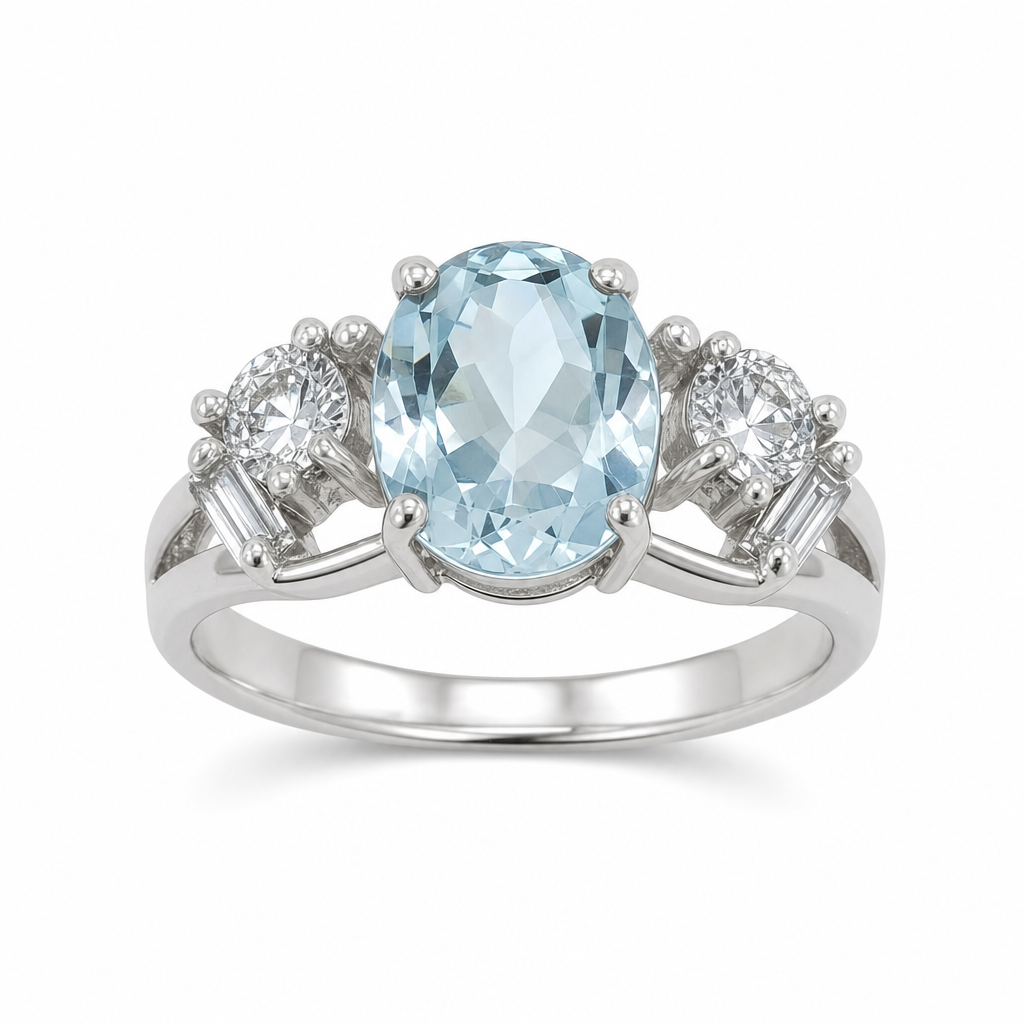 Created Aq White Wz Oval Cut Ring 7 — studio