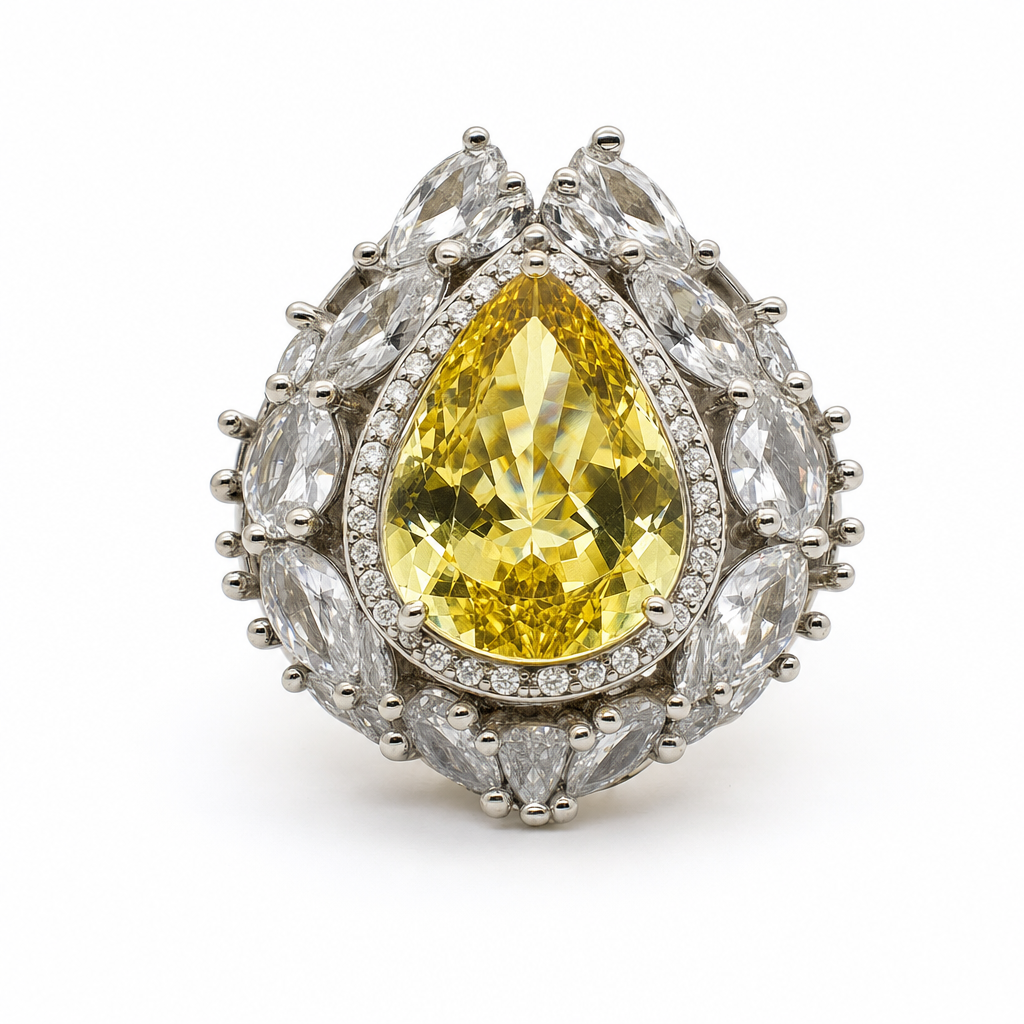 Gold Yt White Wz Emerald Cut Ring 7/5 — studio
