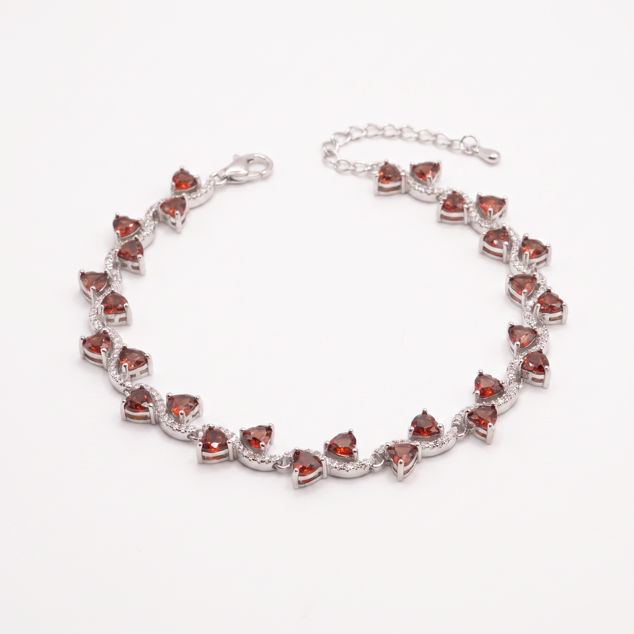 Created Garnet Heart Cut Bracelet — studio