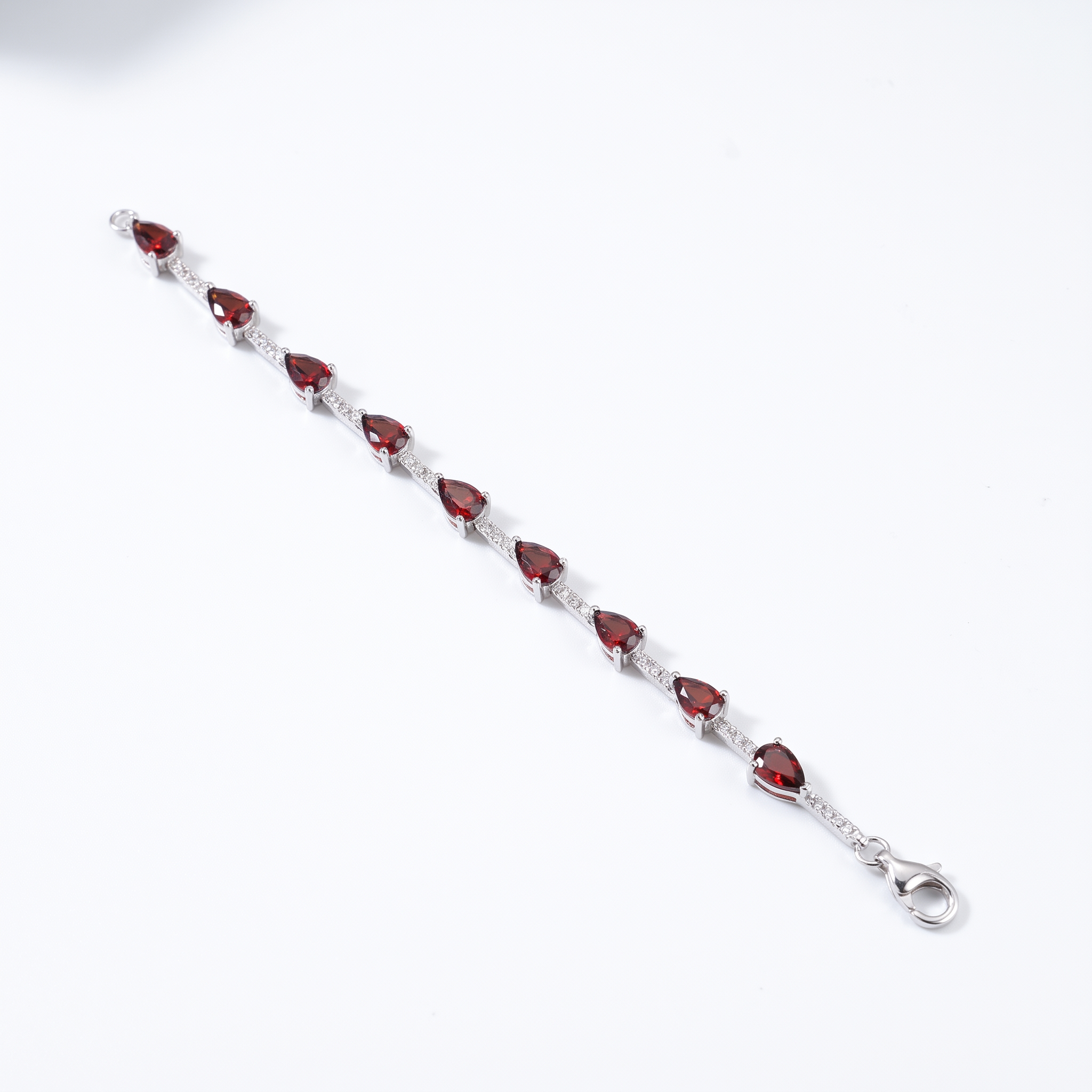 Gold Garnet White Zircon Multi Round Cut Bracelet — studio