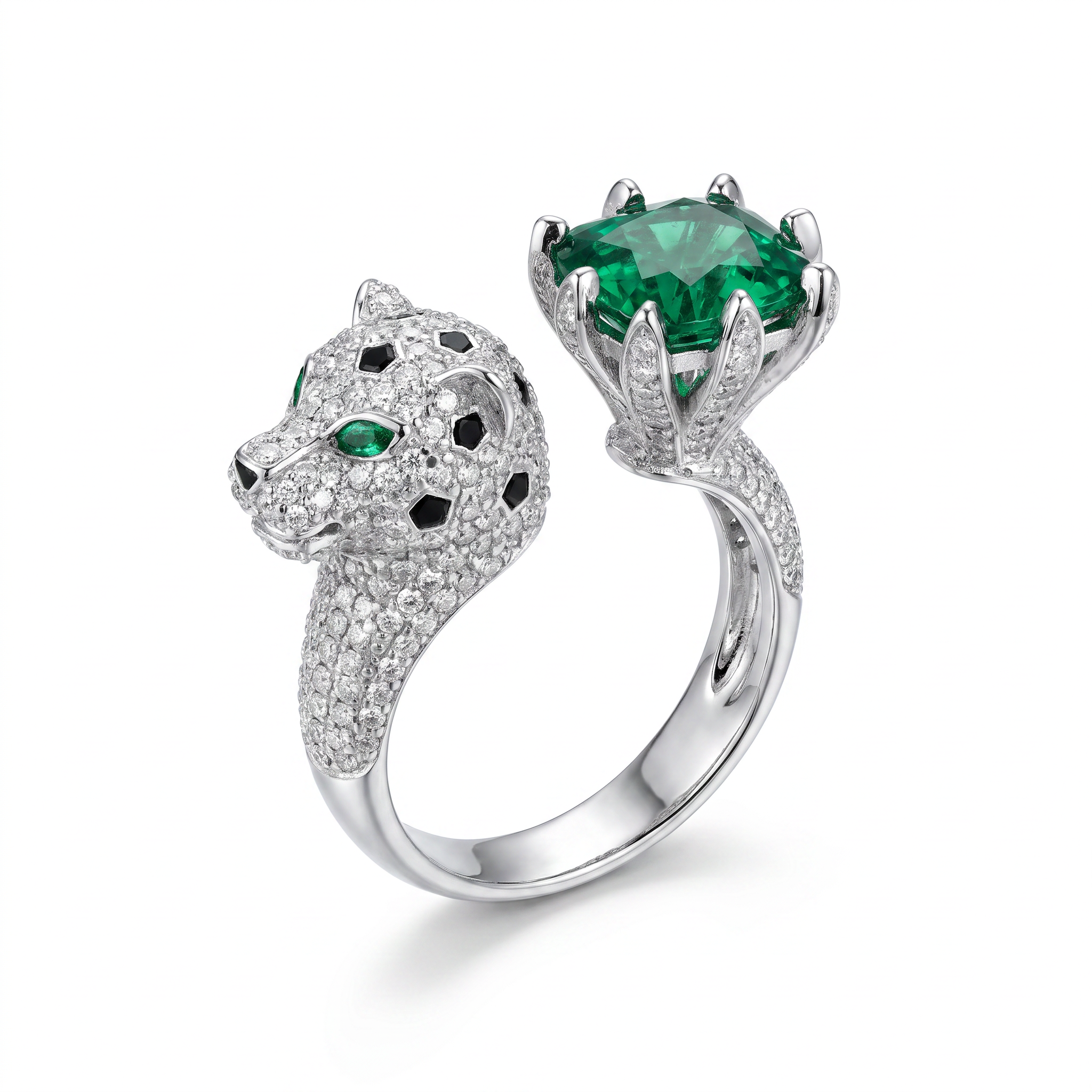 Created Em White Wz Cushion Cut Leopard Ring 8 — studio