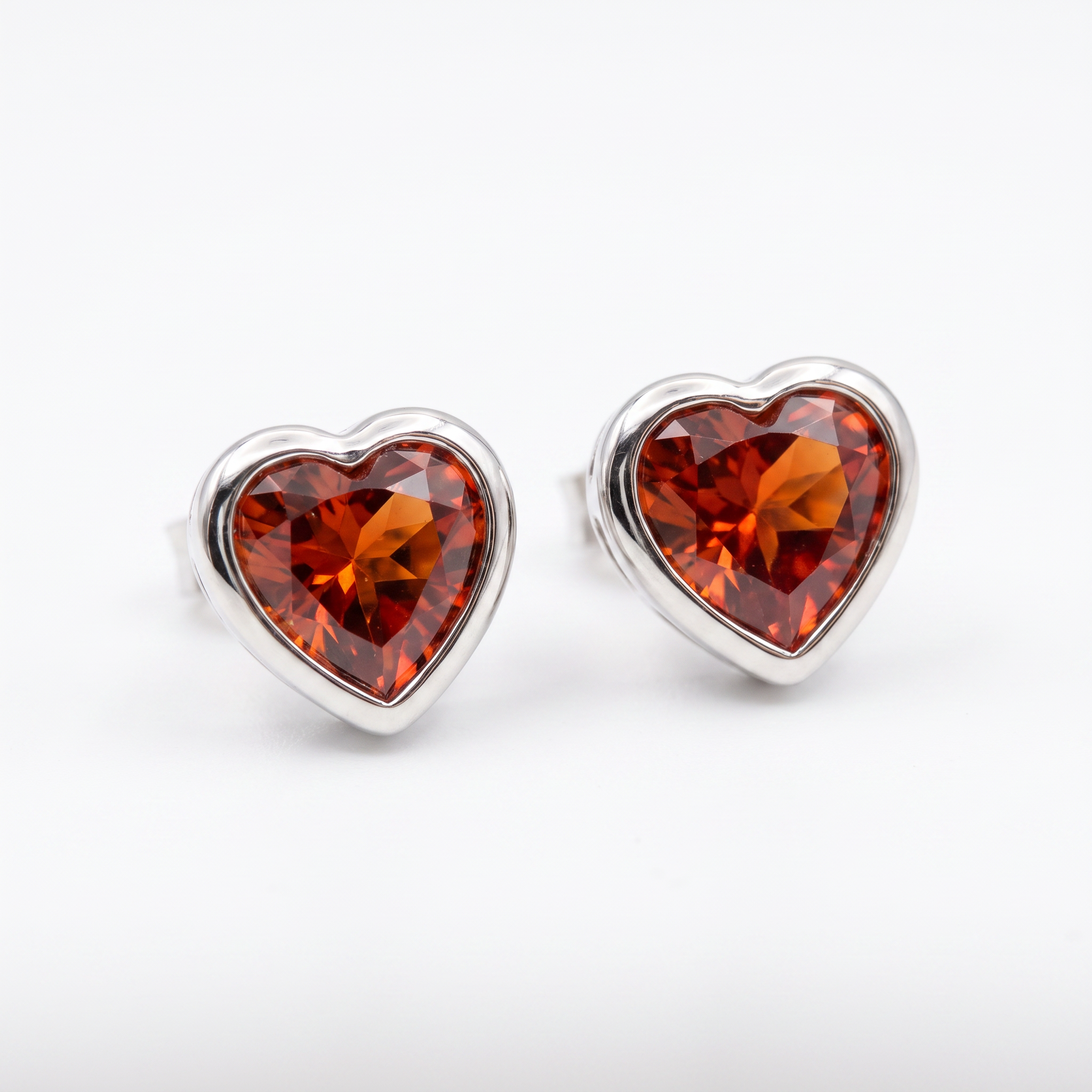 Created Garnet Heart Cut Studs Earring — studio
