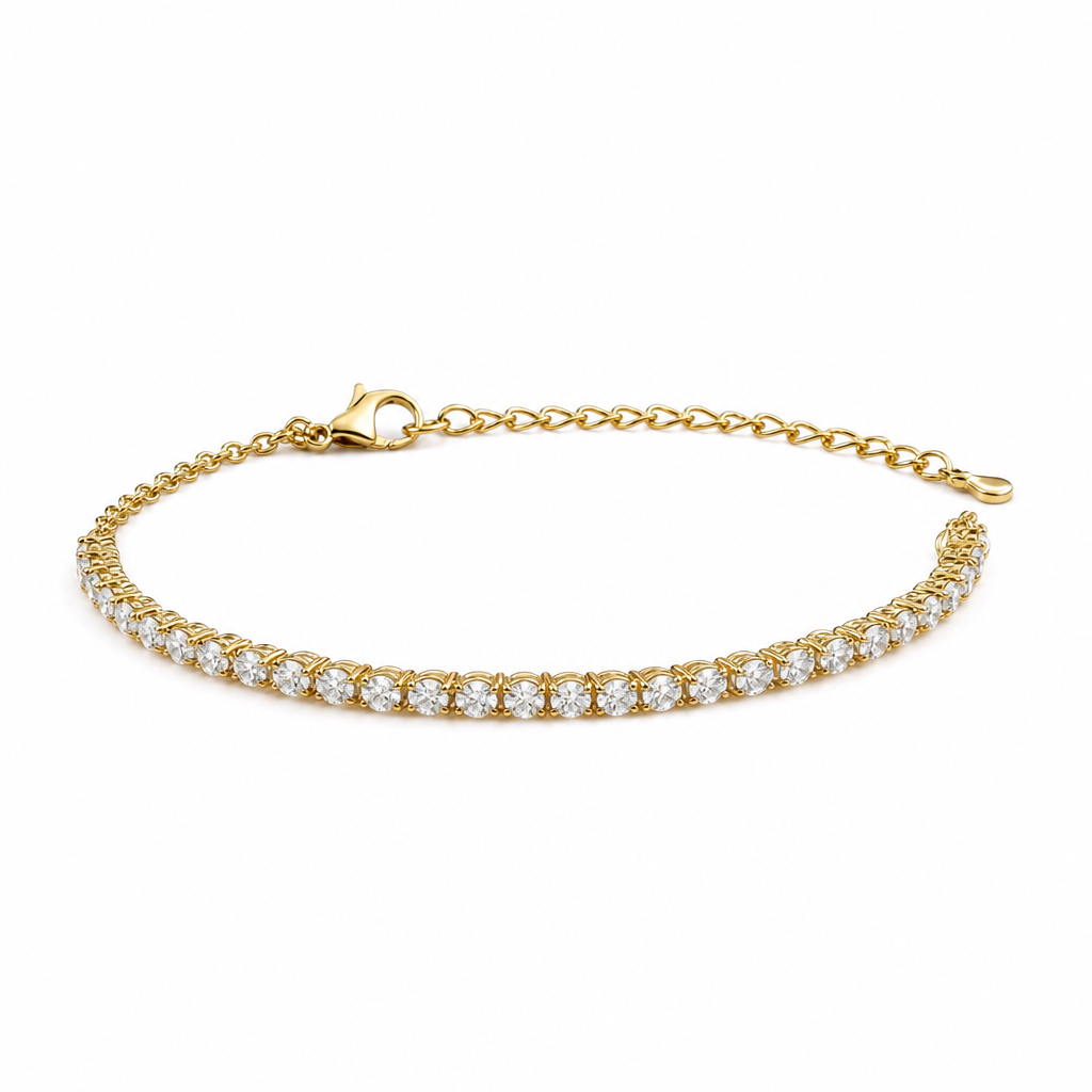 Gold Moissanite 4mm Tennis Bracelet — studio