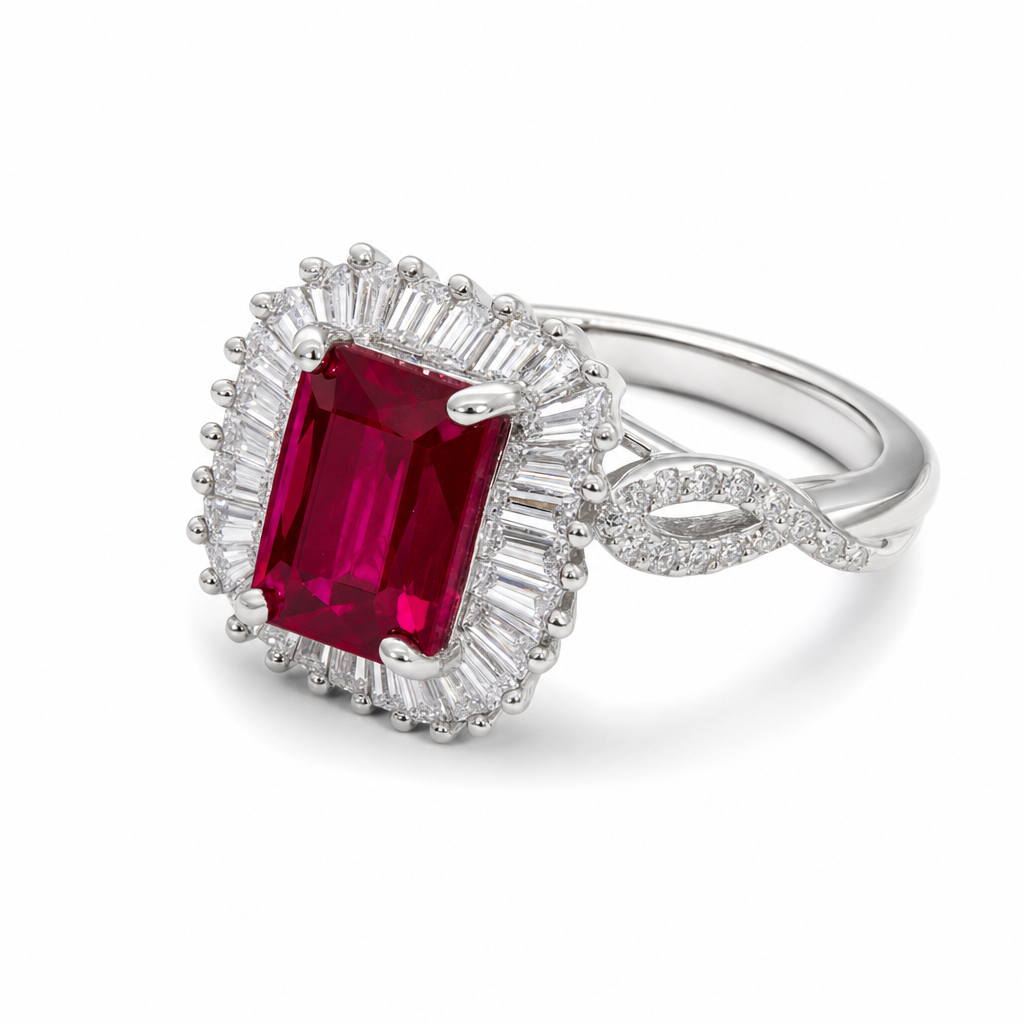Created Ru White Baguette Oval Cut Ring 6 — studio