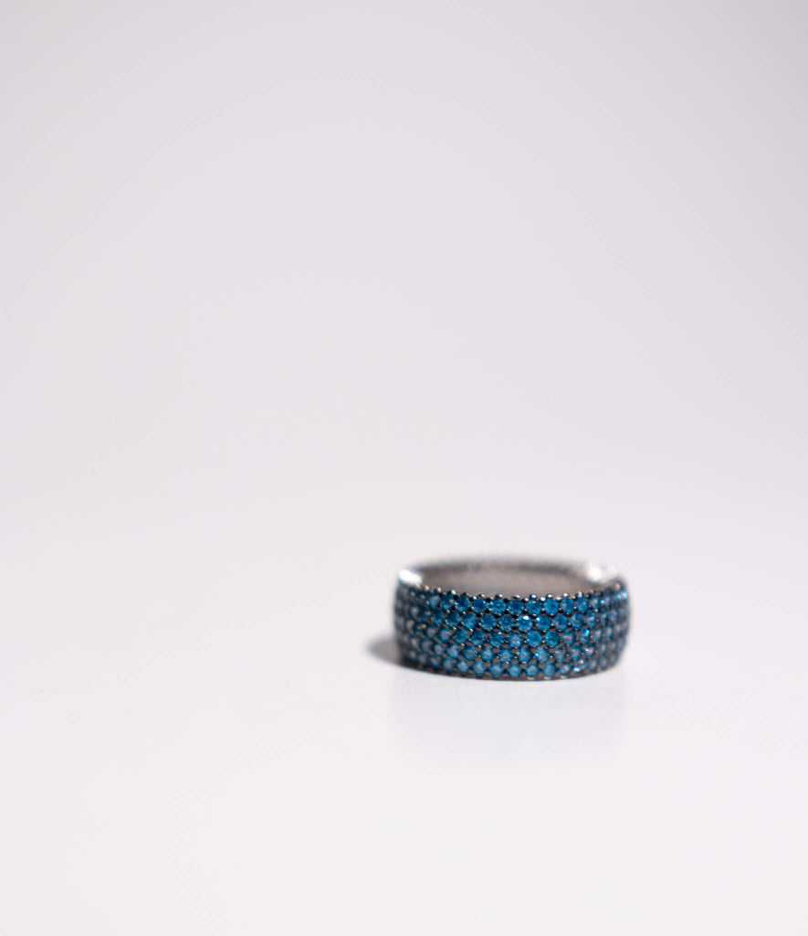 Blue Topaz Eternity Band in Sterling Silver and Rhodium
