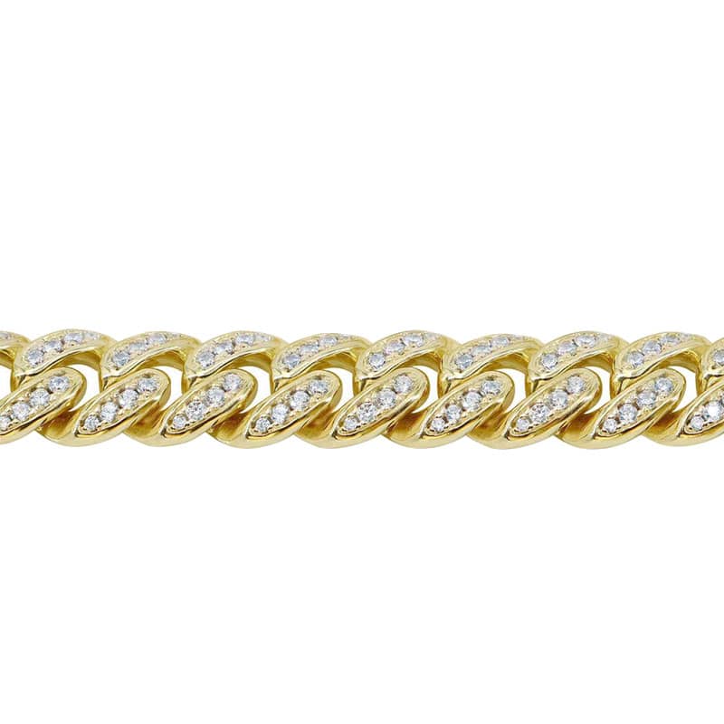 6mm Miami Cuban Chain with Cubic Zirconia in Sterling Silver and 18k Gold