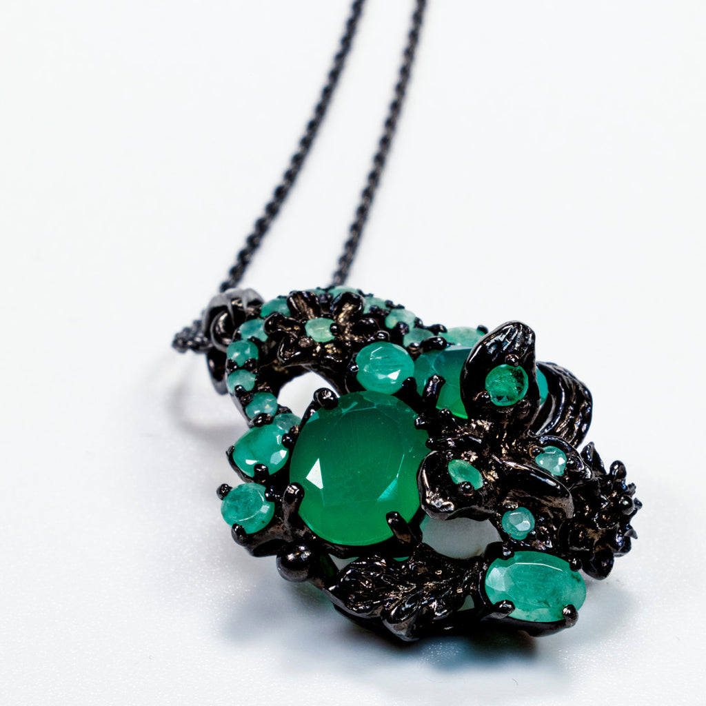 Emerald with Jade Oval Cut Pendant