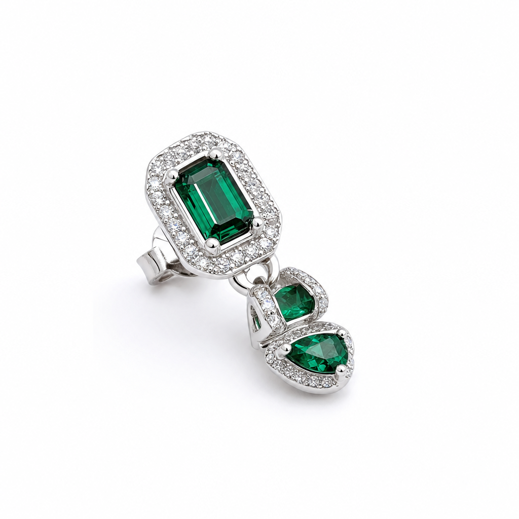 Created Em White Wz Emerald & Pear Cut Earring — studio